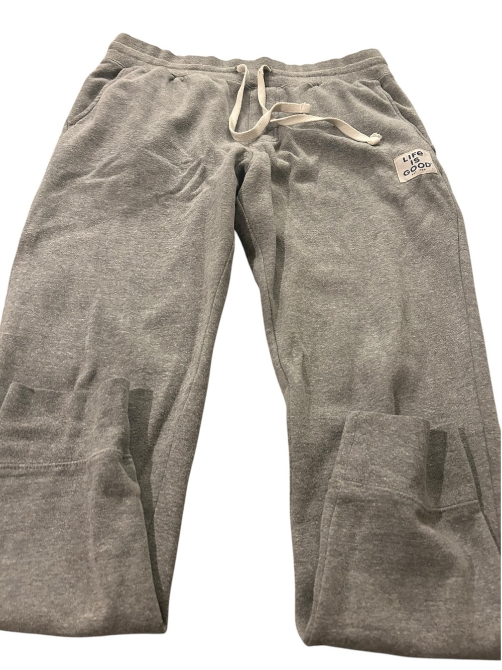 Life is Good Men's Gray Drawstring Sweatpants large